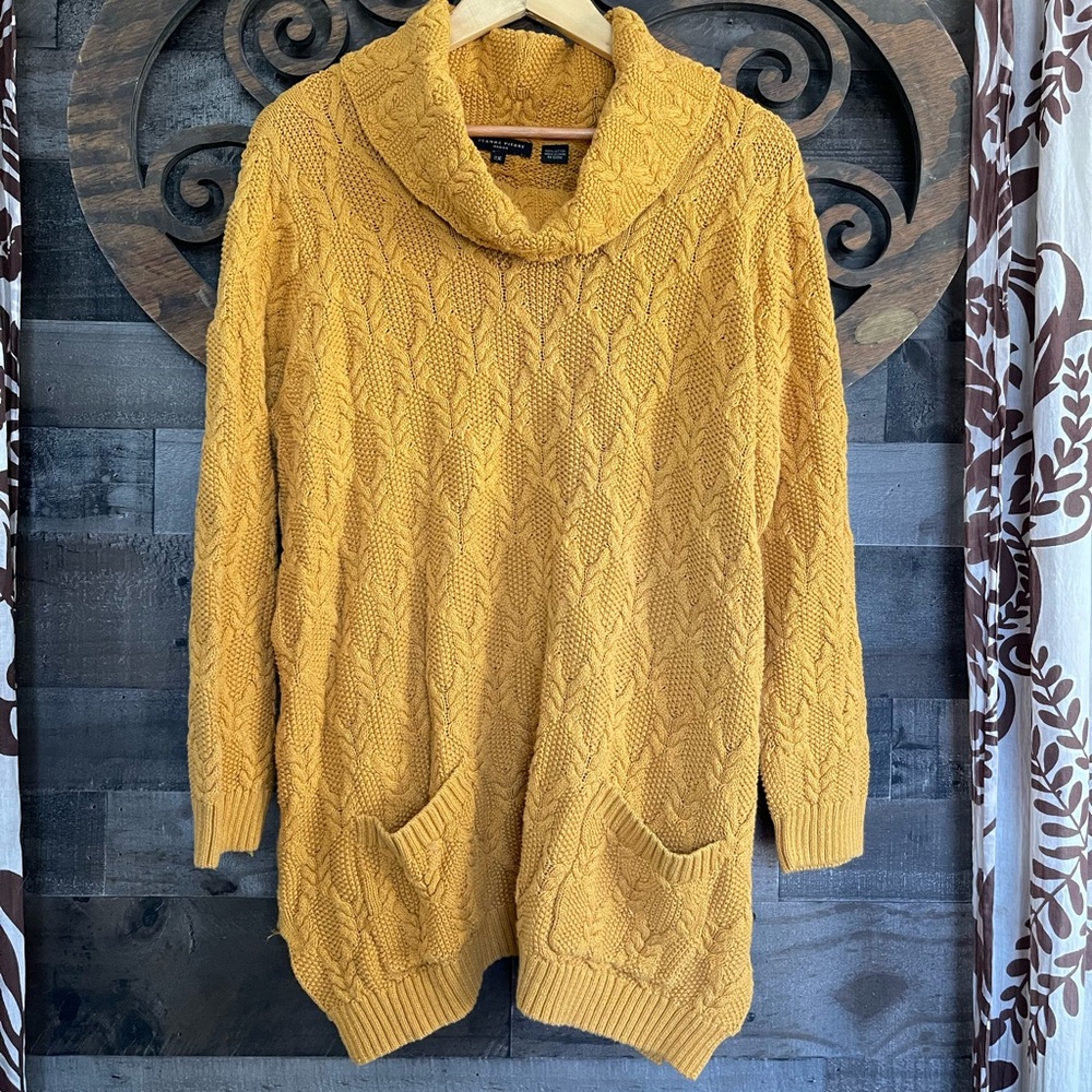 Cozy Mustard Sweater with Cowl Neck